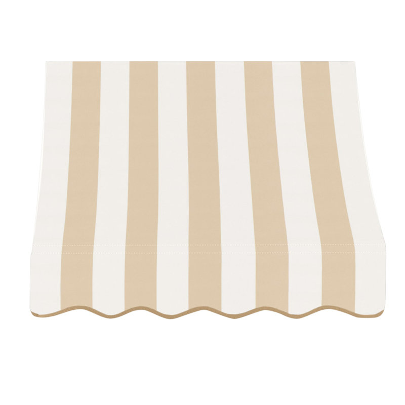 Awntech Nantucket Acrylic Fabric Fixed Awning, 31" H x 76.5" W x 24" D, Linen/White Stripe