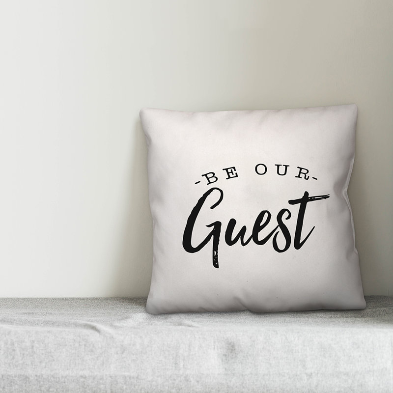 Textual Outdoor Throw Pillow, 18" H x 18" W, Off White/Black