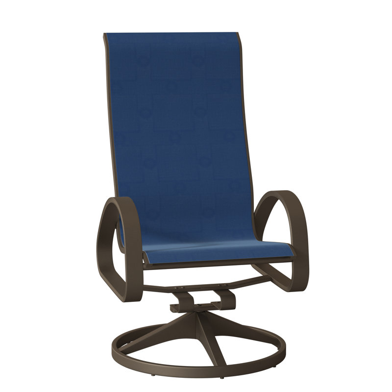 Fauteuil de patio pivotant Hiraku, Bois de plage texturé, Cobalt 35D Sunbrella®
