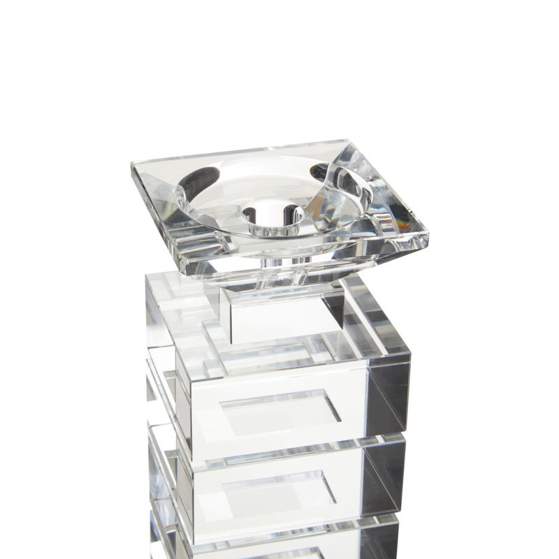 Glass Tabletop Tealight Holder, 38cm H x 10cm W x 10cm D, Clear