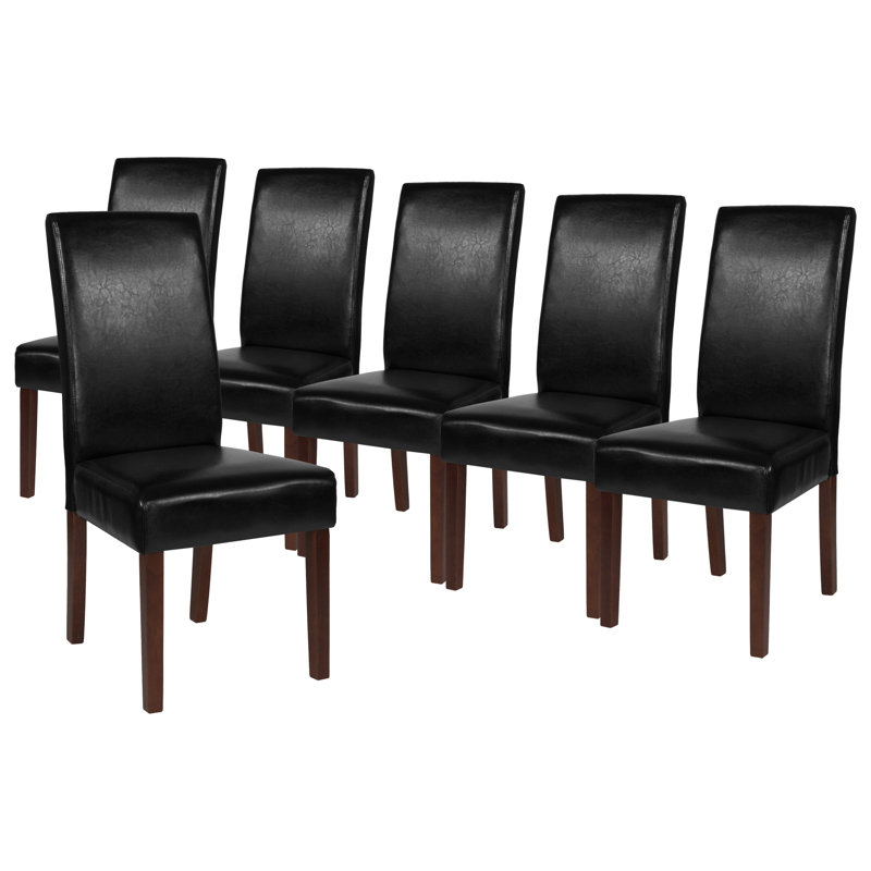 Arruda Upholstered Parsons Chairs-Panel Stitching, Black, 6