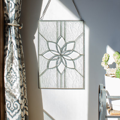 18"H Clear Floral Glass Window Panel