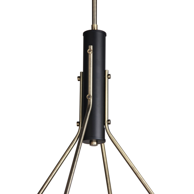 Luminaire suspendu sphère 4 lumières grappe Landy, Laiton / Noir