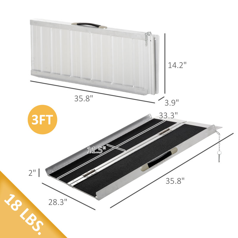 HomCom Metal Foldable Threshold Ramp, 2" H x 29" W x 36.5" L