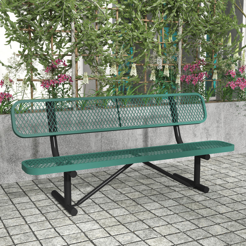 Banc d'extérieur en métal avec ancrage Kristy, Vert