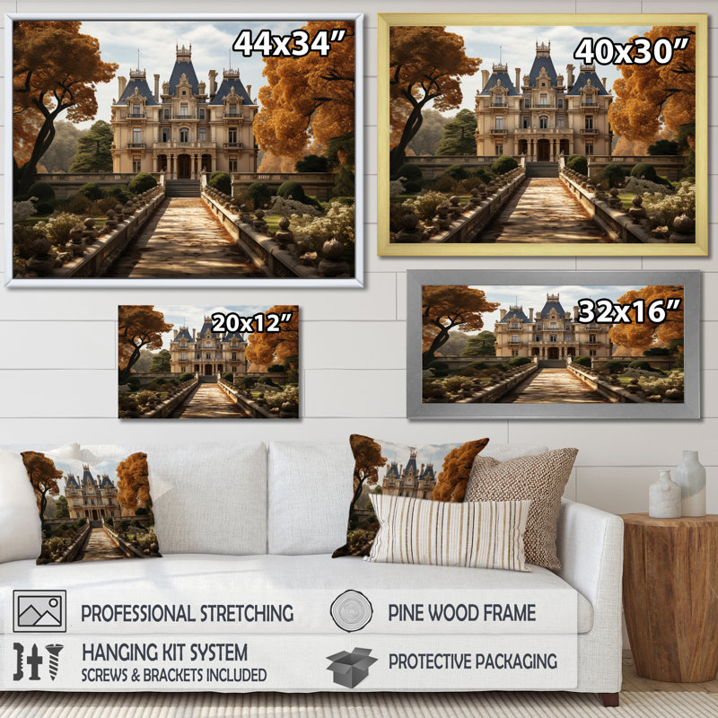 Masiah France Chateau Charisma - impression, H 24 po x l 32 po x P 1 po, Cadre simple blanc