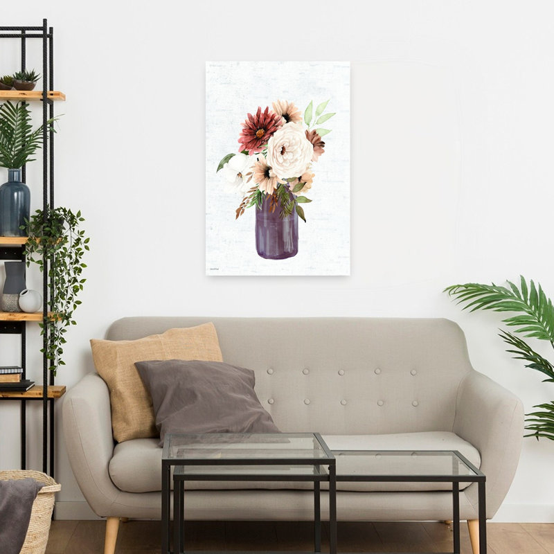 «Harvest Bouquet 2», art floral abstrait rétro, nature, H 24 po x l 16 po