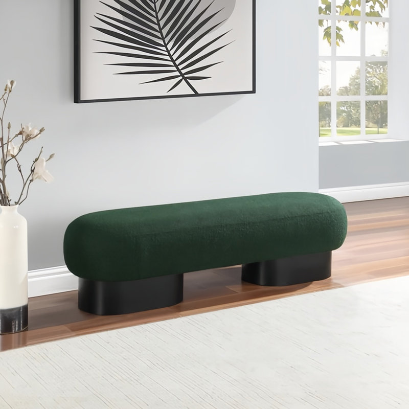 Banc rembourré en mélange de polyester Dannion, H 15,74 po x l 55,11 po x P 17,71 po, Atrovirens