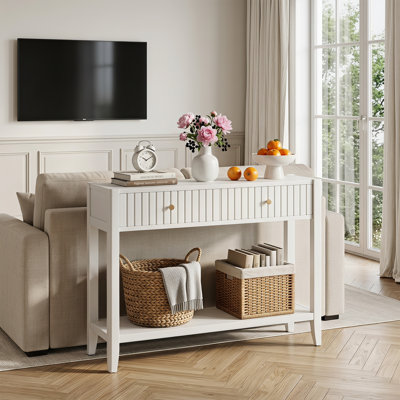 Console moderne avec tiroirs cannelés, surface de haute qualité résistante aux taches, table de vestibule polyvalente pour vestibule de salon