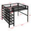 Lit mezzanine en métal avec rangement, noir - 4 tablettes et un ajout élégant à la chambre à coucher. Couleur. Design moderne. 20 lattes robustes. Tablettes. Poste de travail spacieux. Facile à monter. Garde-corps. Côté-668053929-668053928
