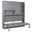 Lit escamotable mural simple avec armoire supérieure, tablettes, lit pliable peu encombrant avec lumière et USB-165858684