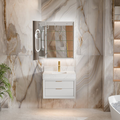 Pharmacie pour salle de bain à lumière DEL avec miroir encastré ou à fixation en surface