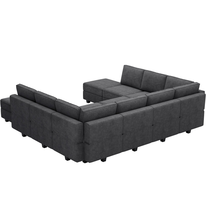 Canapé-lit modulaire Neemi, Mélange de polyester gris foncé