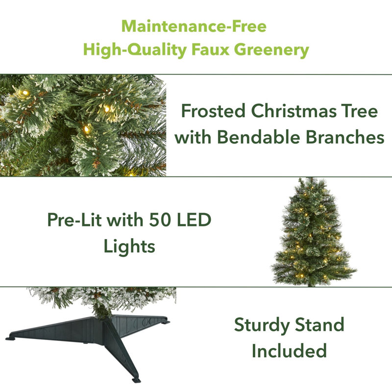 Lighted Artificial Christmas Tree, 3' H