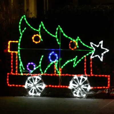 Train Car with Christmas Tree Animated LED Display
