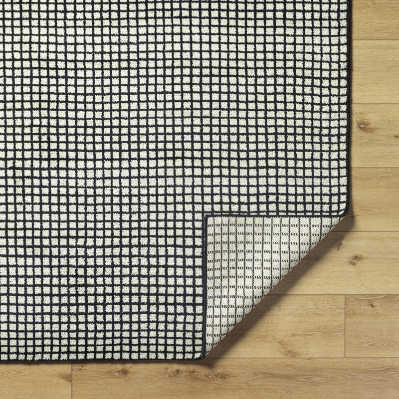 Damier Wool Checkered Area Rug, Rectangle 2' x 3'