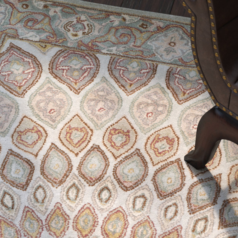 Gideon Hand Tufted Wool/Cotton/Latex Oriental Rug in Gray/Blue, Rectangle 9' x 12'