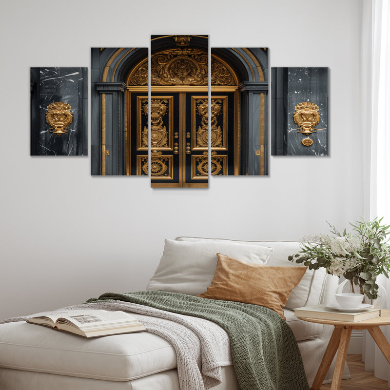 «Gold Banks Gilded Doors II», ensemble d'art mural sur toile Banks