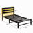 Twin Platform Bed Frame Heavy Duty With Ports, Multi - Colored Led Bed, Metal Frame, Noise , Under Space, Quick Setup, Black Headboard, Convenient Charging, Strong Steel Slats, Storage, Easy Assembly,