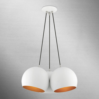 Luminaire suspendu sphère en or poli 3 lumières Marmolejo