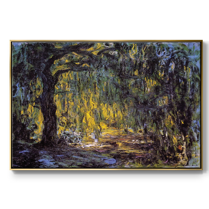 «Weeping Willow 2», reproduction d'art sur toile encadrée, Or, H 27 po x l 41 po x P 2 po