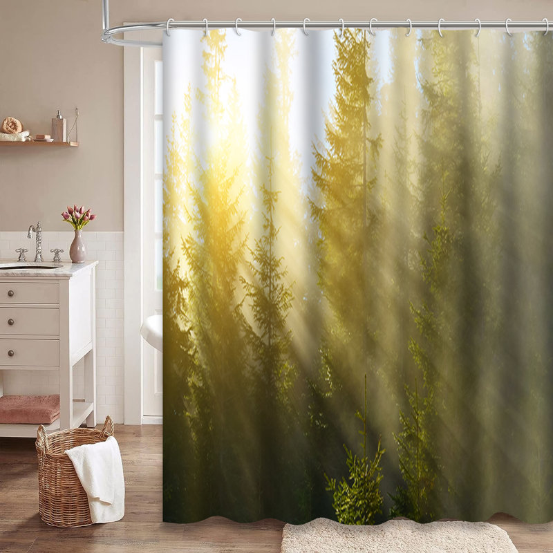 Rideau de douche à 12 crochets Forest Forest, L 72 po x l 78 po