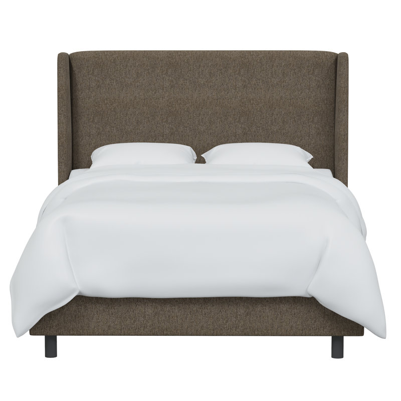 Bellfield Upholstered Wingback Bed, Milsap Granite Sustain® Tweed, Queen