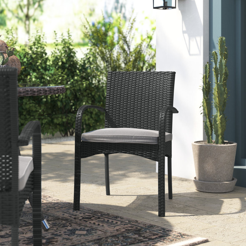 Chaise de patio avec coussin, Gris, 2
