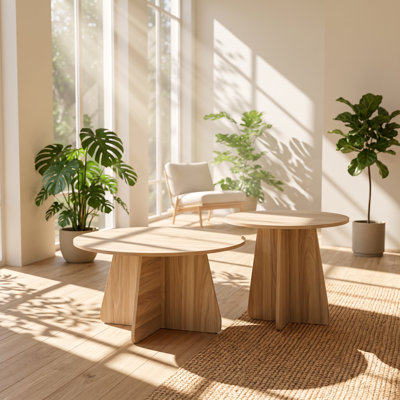 Ensemble de 2 tables basses gigognes en bois manufacturé Droom l 31,5 po x P 31,5 po x H 15,9 po
