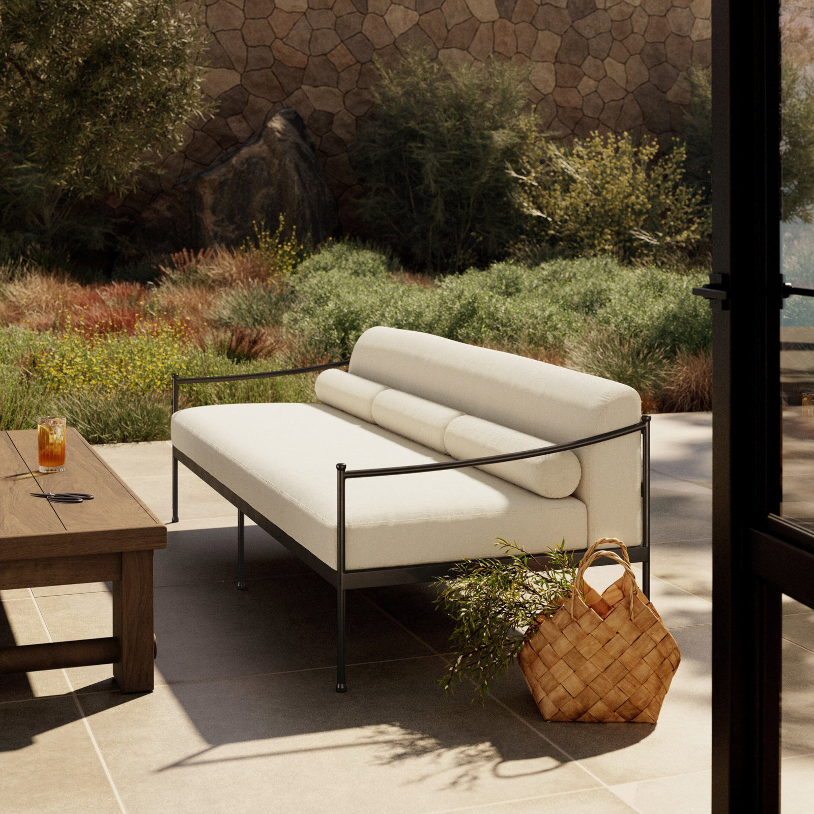 Letta 80" Patio Sofa, Bombay Flax
