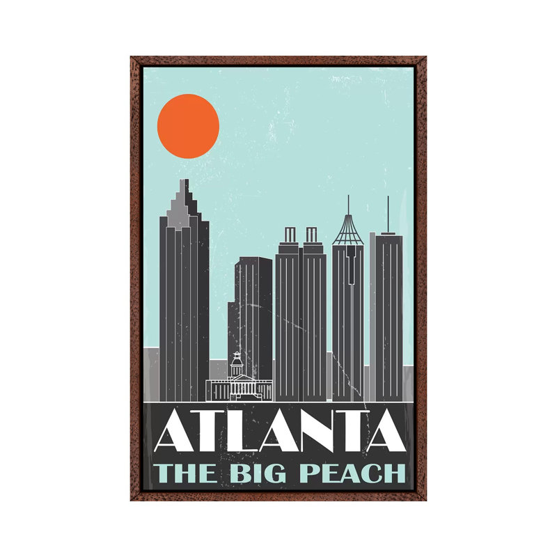Atlanta - Print on Canvas, 66.04 cm H x 45.72 cm W, Classic Brown Wood Framed