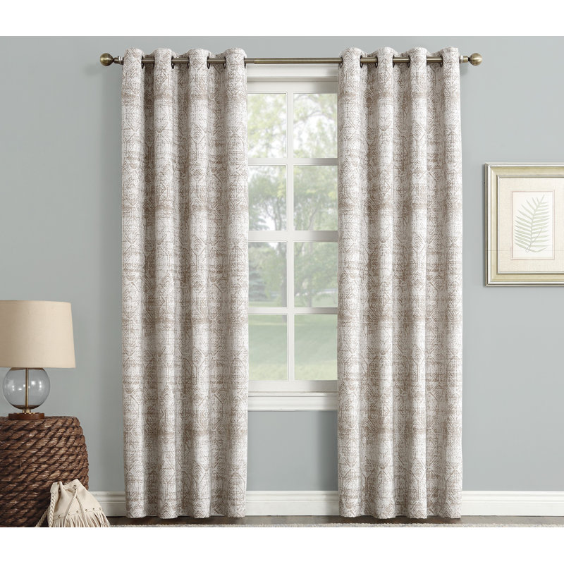Distressed Global Blackout Lined Grommet Curtain Panel, Camel, 50" W x 84" L