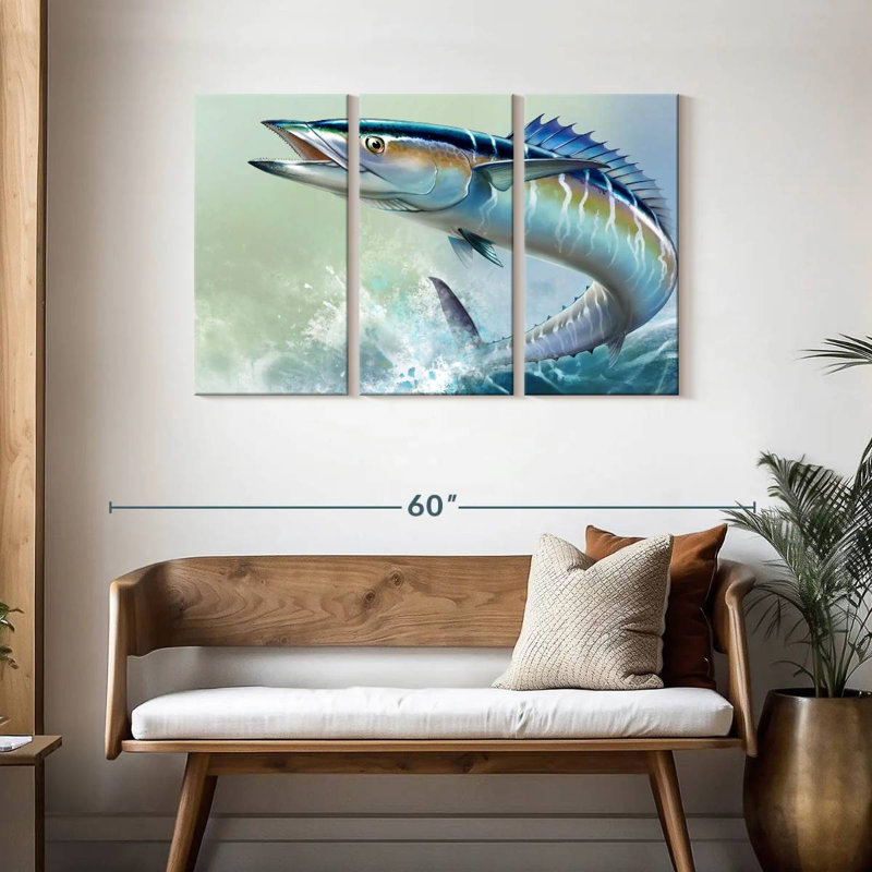 Brampt Wahoo Fish On Waves, 28" H x 45" W
