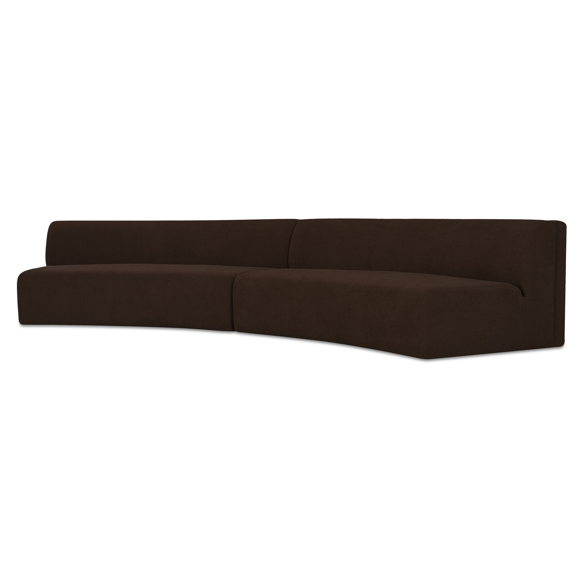 REMI Concave Modular Sectional, Brown Polyester, 28.3" H x 161.4" W x 39" D