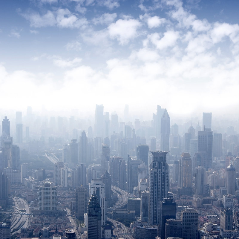 Shanghai Panoramic View - Wrapped Canvas Print, 30cm H x 30cm W