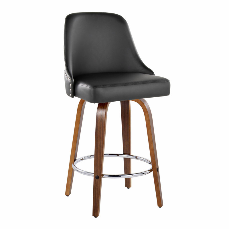 Tabouret de comptoir à hauteur fixe avec pivot, Noyer