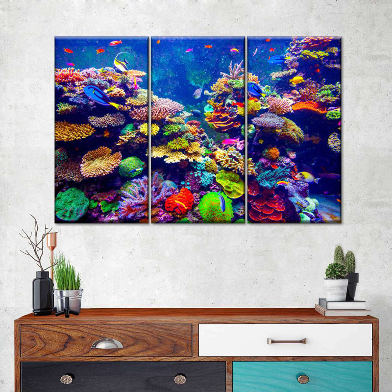 «Vibrant Underwater Scenery Wall Art», reproduction d'art sur toile, H 28 po x l 45 po x P 1,25 po