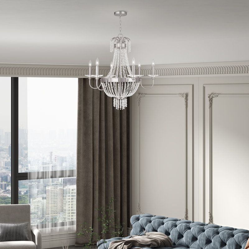 Rachedi 6 - Light Dimmable Empire Chandelier, Brushed Nickel