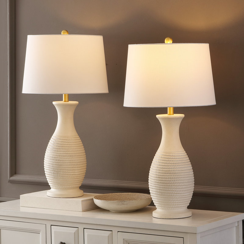 Plath Resin Table Lamp, Bone/Gold