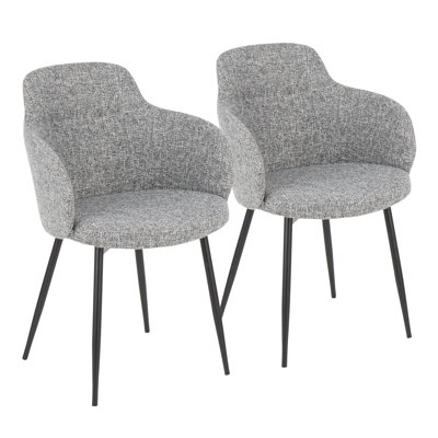 Chaise d'appoint Boyne en métal noir et tissu gris foncé par Lumisource - ensemble de 2