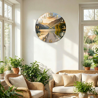«Mountain Lake», horloge murale en verre
