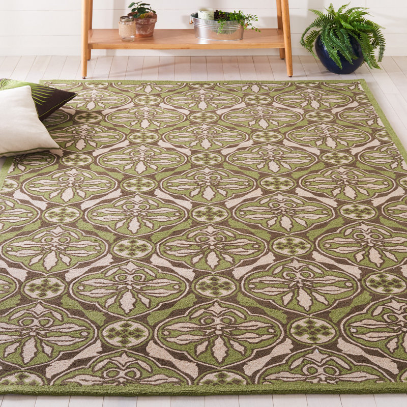 Tapis brun en laine crocheté à la main Hollander, Rectangle 8 pi x 10 pi