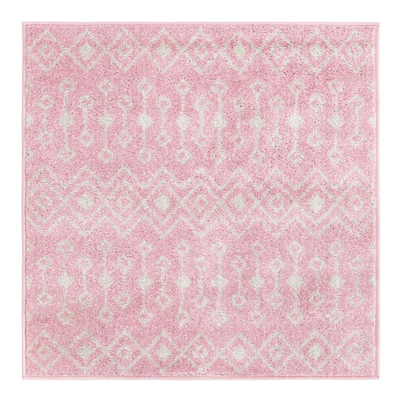 Somerville Geometric Indoor Rug, Round 7'10", Pink