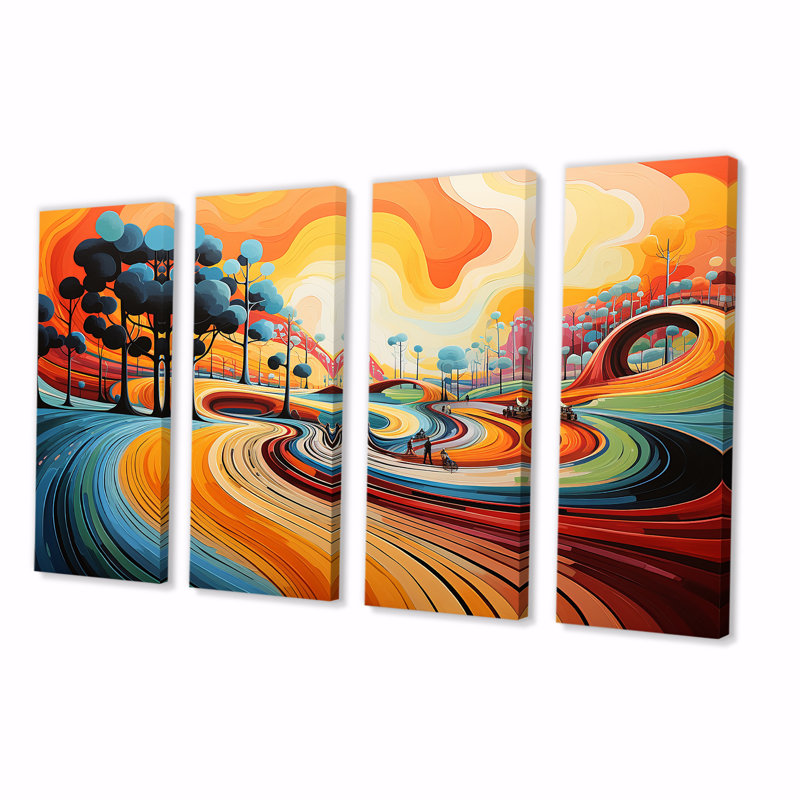 «Fantasy Food In Colorful Meadow II», art mural 4 pièces, H 28 po x l 48 po