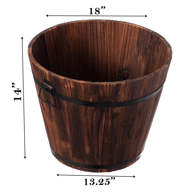 Pot à fleurs en bois massif Eugenia Whiskey, H 14 po x l 18 po x P 18 po