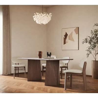 Simple Rectangular Rock Plate Dining Table Sets.
