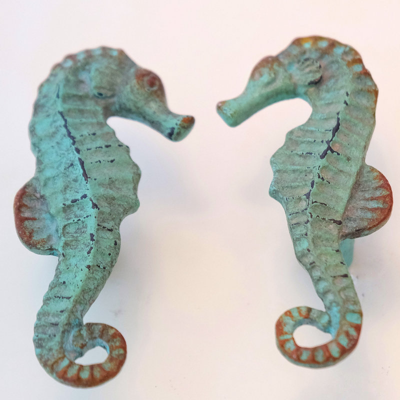 Pair of Vintage Seahorse Knobs ( Mirror Image - Set of 2) 