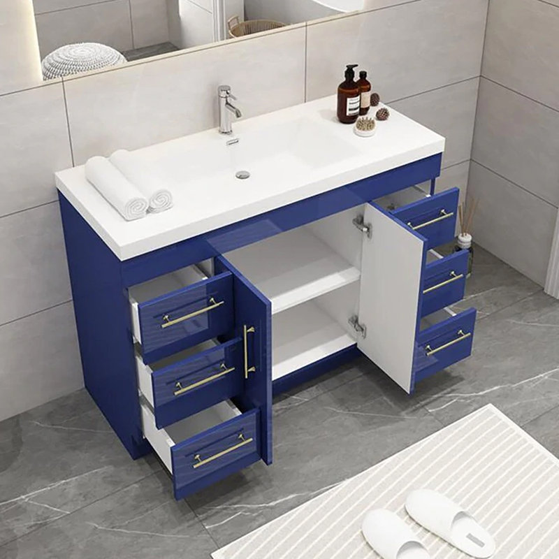 Ensemble de meuble-lavabo simple 47 po, Bleu nuit brillant