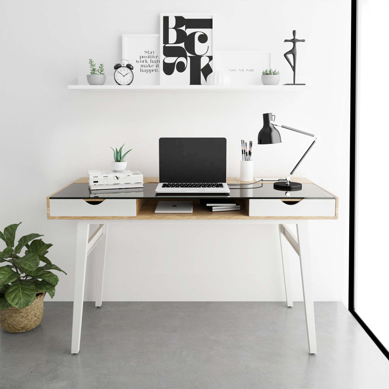 Bureau d'ordinateur compact avec rangement multiple