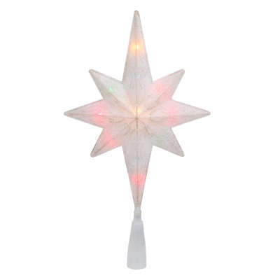 11" Frosted Bethlehem Star With Gold Scrolling Christmas Tree Topper - Multi Lights